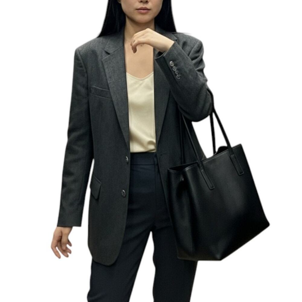 LAUREN RALPH LAUREN Petite Blazer Jacket Size L Charcoal Gray Single Breasted